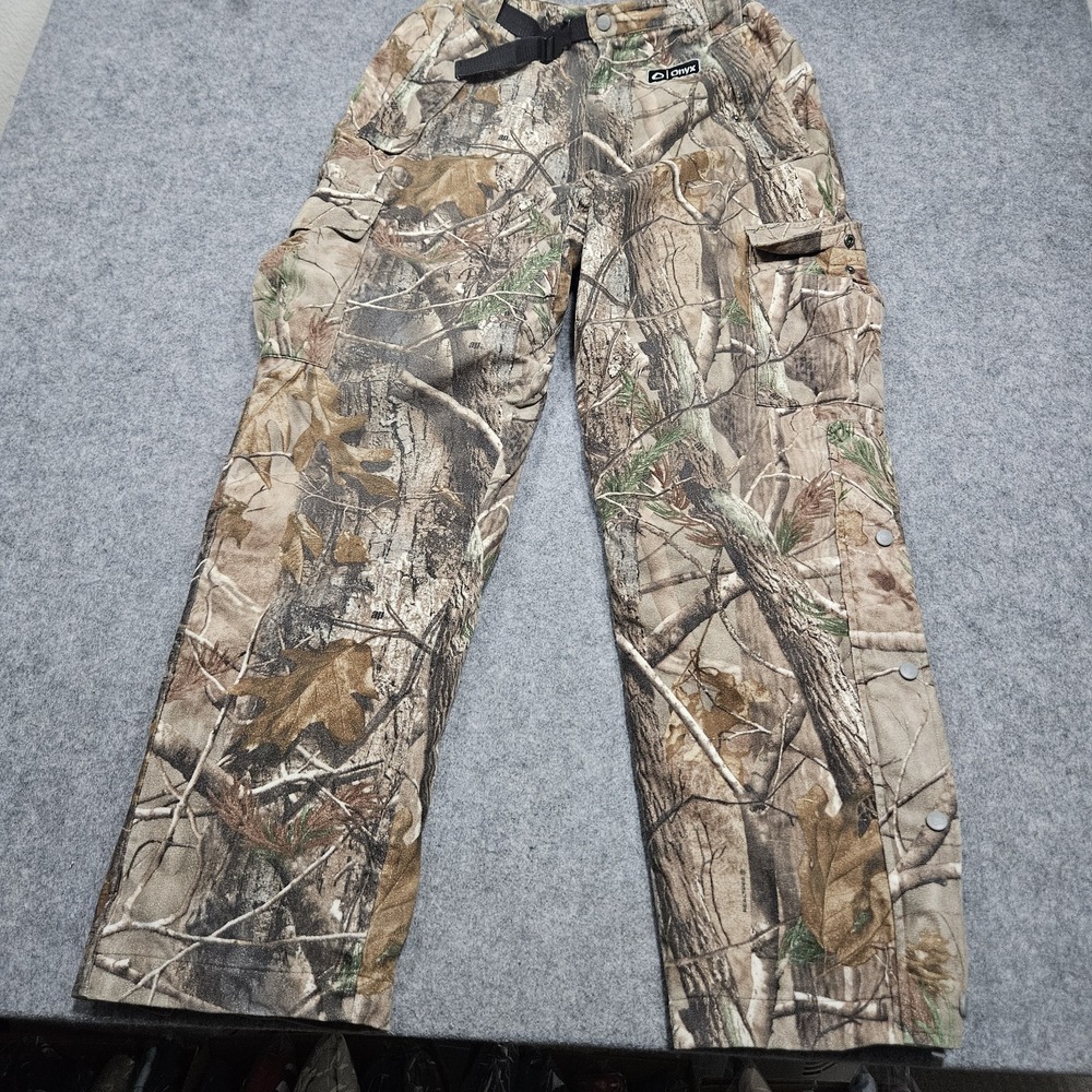 Onyx Camo Pants Mens XL‎ AP HD Hunting Woodland Belted Arctic Shield Button Off